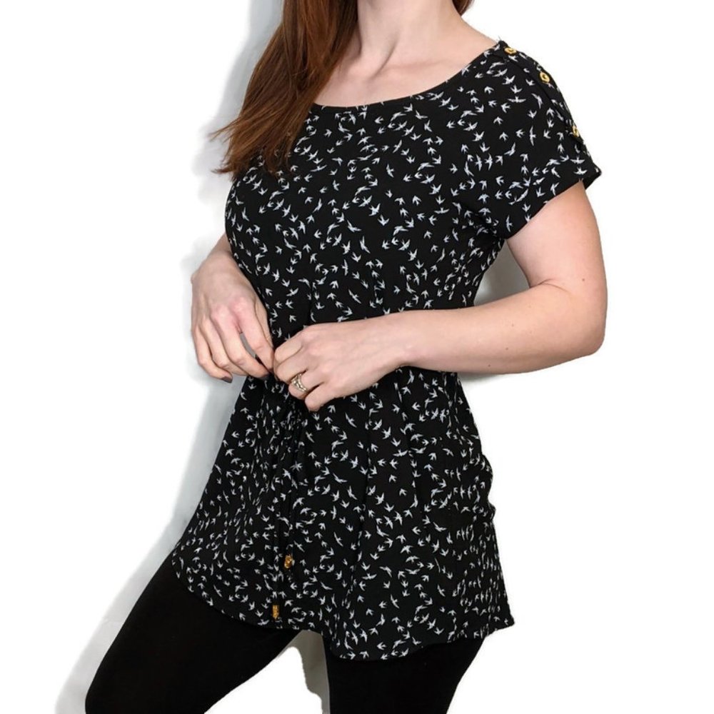 Sweet Wanderer Black and White Sparrow Mini Dress